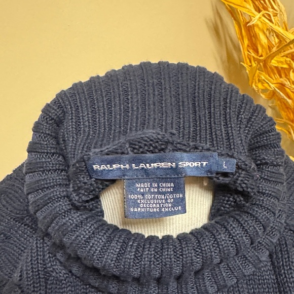 Ralph Lauren Sport Women Navy Cotton Turtleneck Sweater Size L pre-owned. - Picture 4 of 8